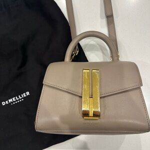 DeMellier Nano Montreal taupe Satchel with Gold Hardware